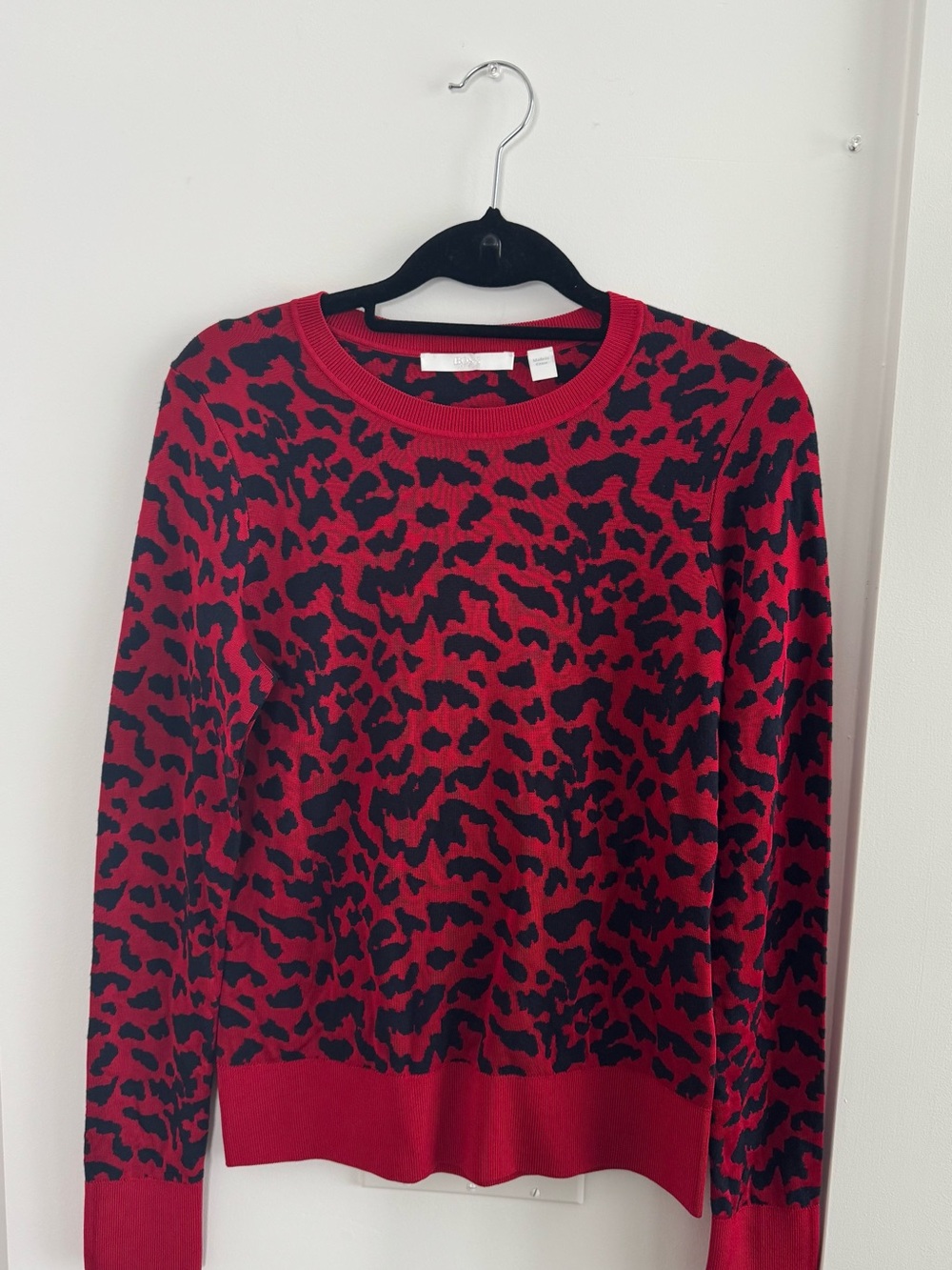 Boss Red and Black Leopard-Print Crewneck Sweater